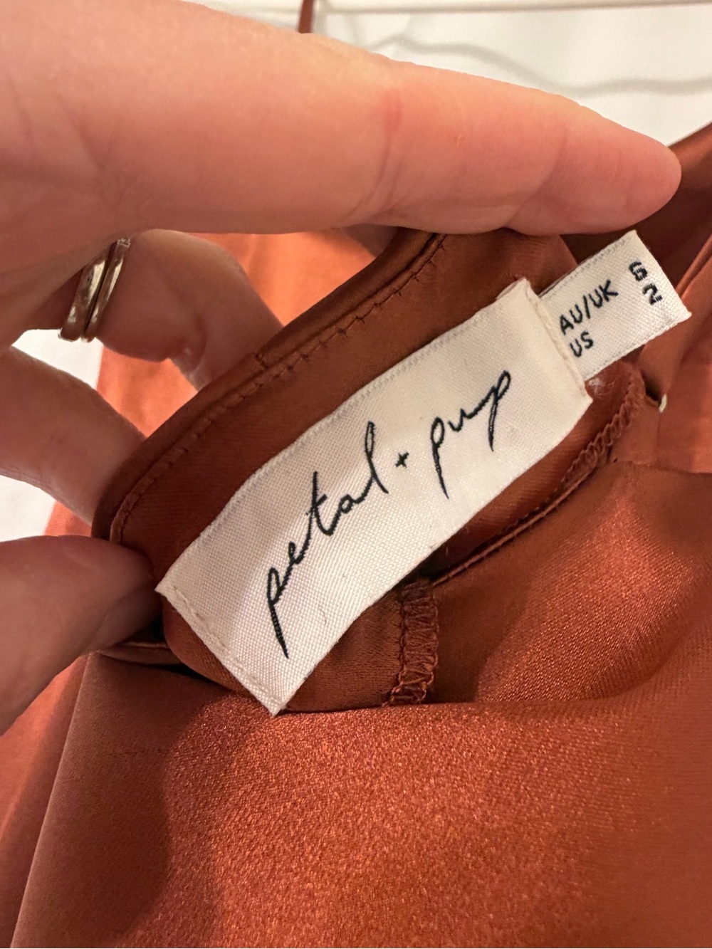 Petal & Pup Satin Slip Midi Dress in Rust - Picture 6 of 6